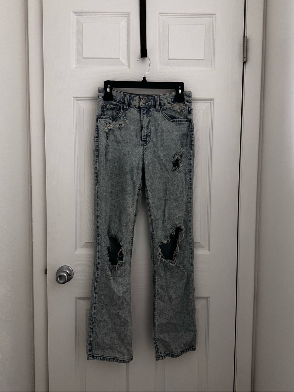 eunina Light Blue Distressed Flare Jeans
